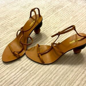 Cult Gaia tan sandals with ball heel. Size 38.5.  Great condition!